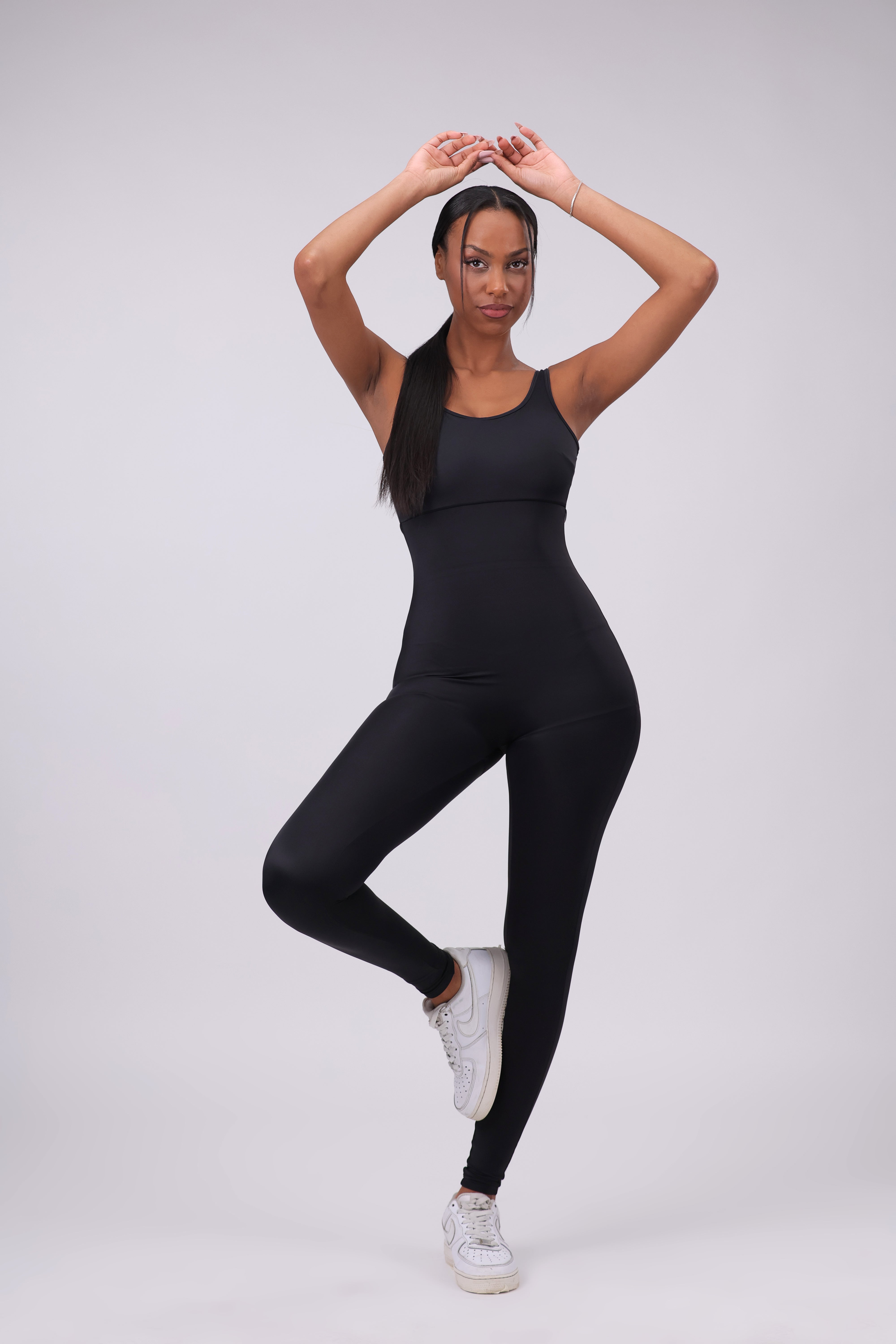 Built-In Shapewear Thigh Slimming Workout Jumpsuit