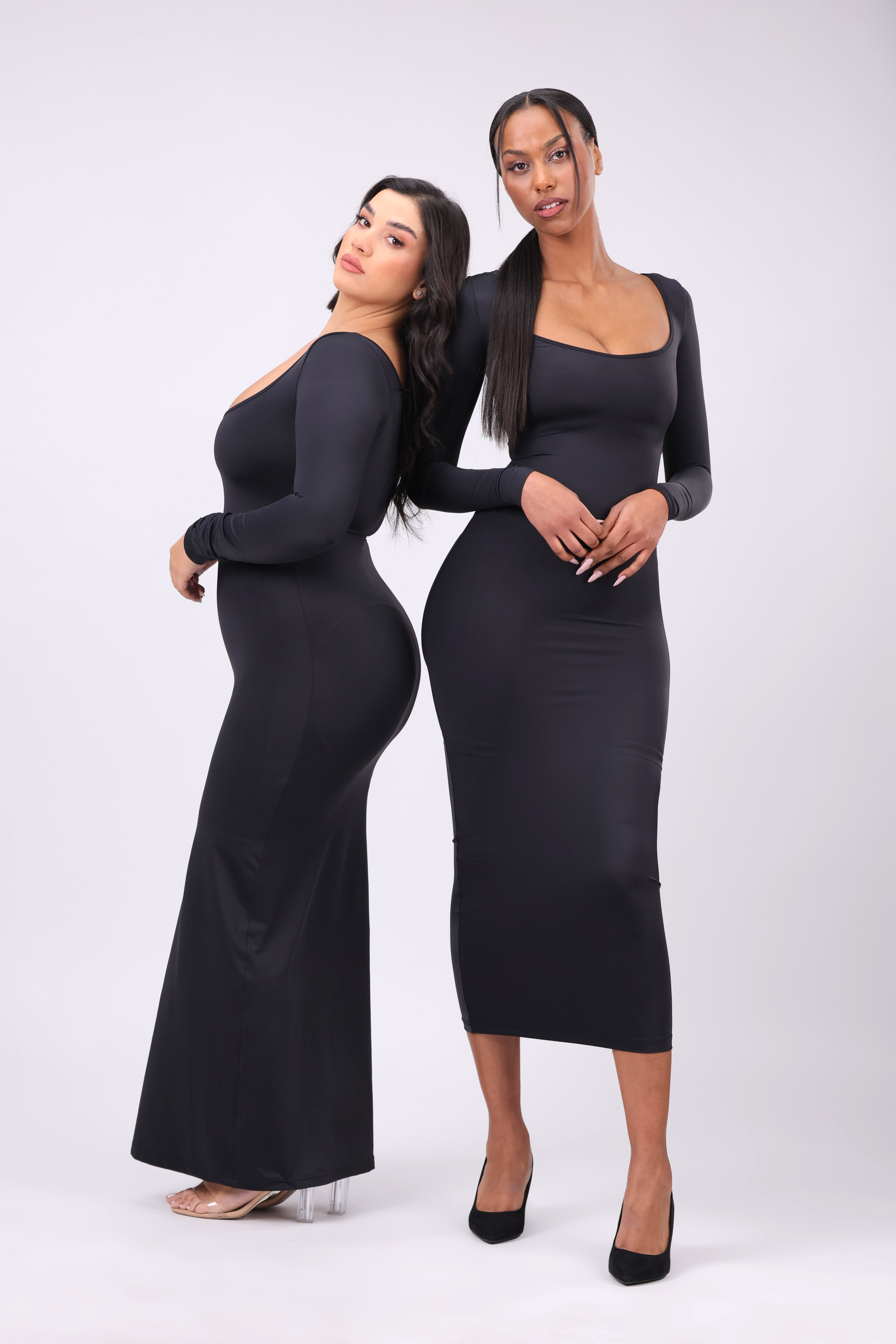 Built-In Shapewear Long Sleeve Maxi Dress – Lessize