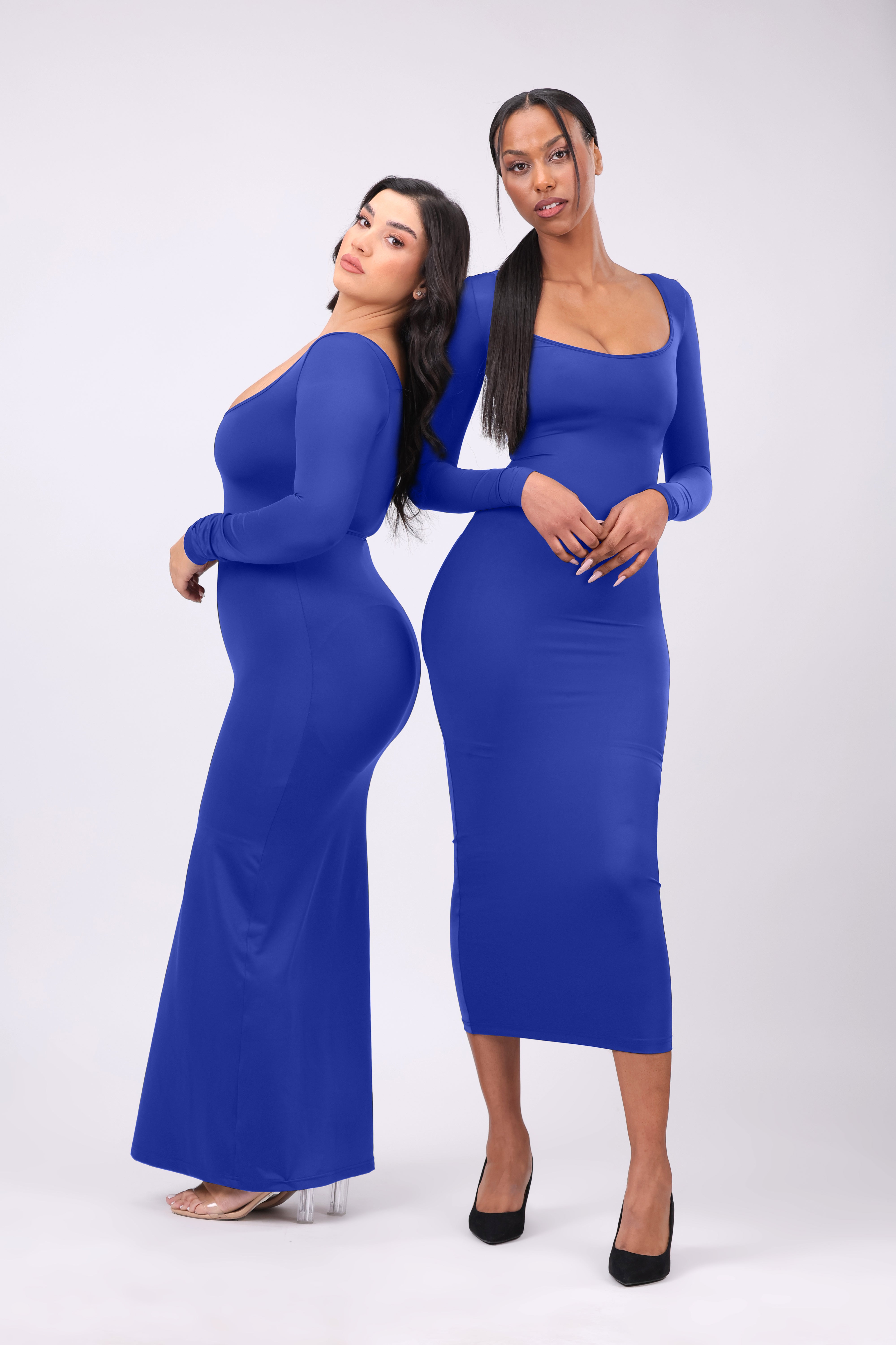 Built-In Shapewear Ruched Slit Maxi Dress